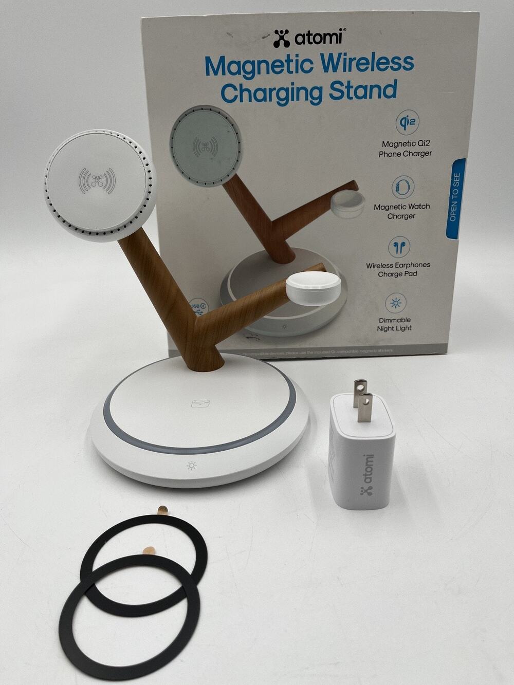 Atomi AT2519-QI2-CHARGE STAND Qi2 Magnetic Wireless Charging Stand, White